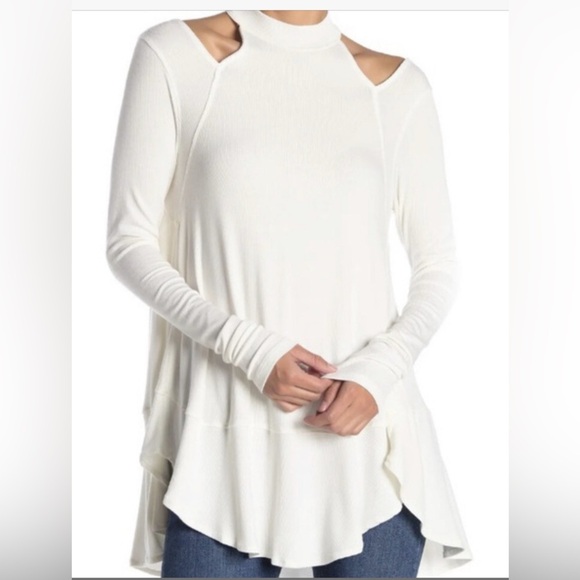 Free People Downtown Girl Cutout Tunic Ivory Size Small - Picture 2 of 11